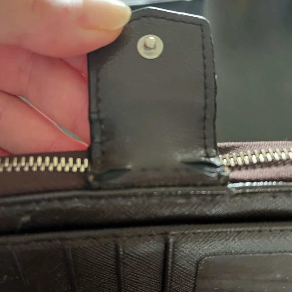 Vintage brown cloth tan striped zip around wallet - Picture 6 of 6